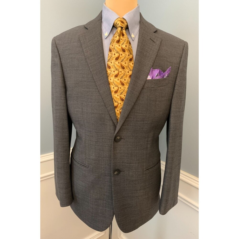 Jos A Bank Blazer Mens 40R Wool Micro Check Twill Textured Jacket Sportcoat
